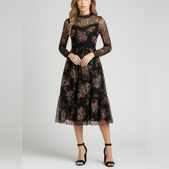Forever 21 Dresses & Skirts - Floral Black Dress